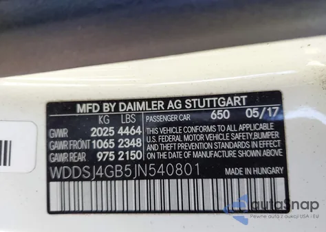 2018 Mercedes-Benz Cla 250 4Matic из США, поврежденный, VIN WDDSJ4GB5JN540801